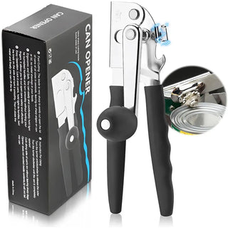 Abrelatas comercial manual con manivela de acero inoxidable