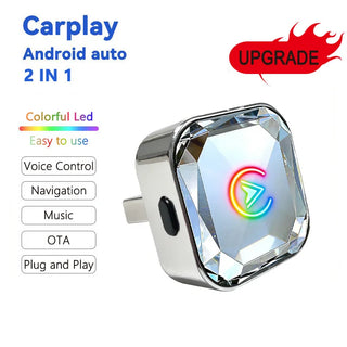 Adaptador inalámbrico 2 en 1 para CarPlay y Android Auto con WiFi y Bluetooth