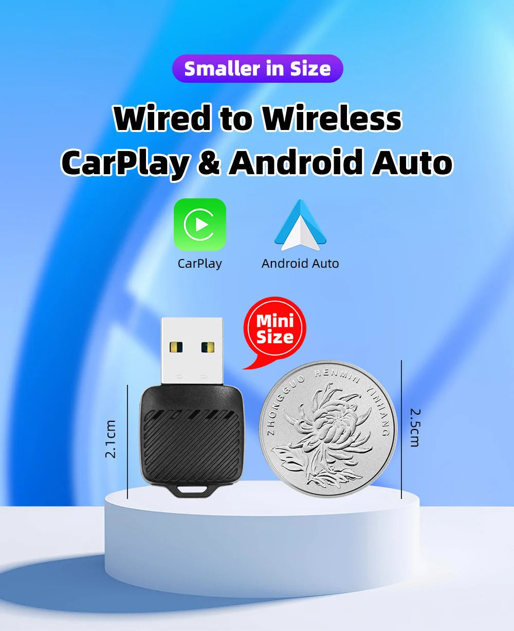 Adaptador inalámbrico CarPlay Android Auto 2 en 1, Dongle para coche, conexión automática Plug & Play para iPhone y Android, coche con cable de fábrica