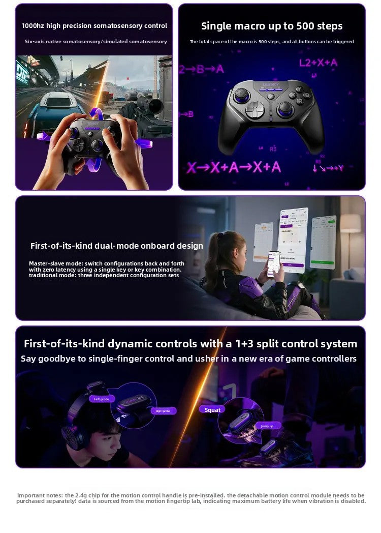 Control Inalámbrico para Juegos LeadJoy XENO Plus, Control de Movimiento FPS, Giroscopio, Joystick TMR, Compatible con PC, Switch2, Steam Deck, iOS, Android, Apex