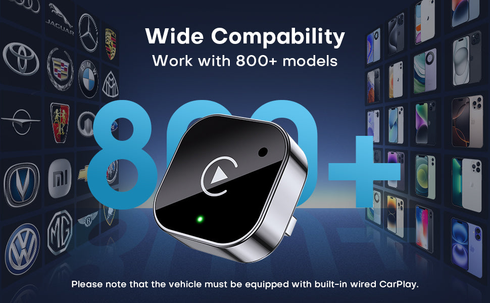 Dongle inalámbrico CarPlay y Android Auto, conexión automática rápida, Plug & Play compacto para iPhone Android, USB A/USB-C sin retardo