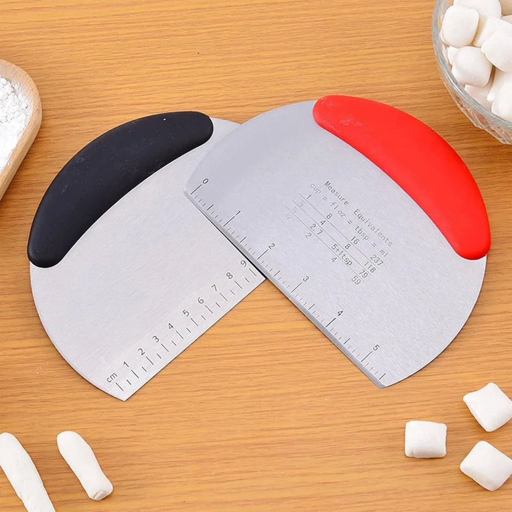 Cortador de masa de acero inoxidable, raspador de masa de acero inoxidable, cortador de masa multifuncional, herramienta para hornear para medir y c