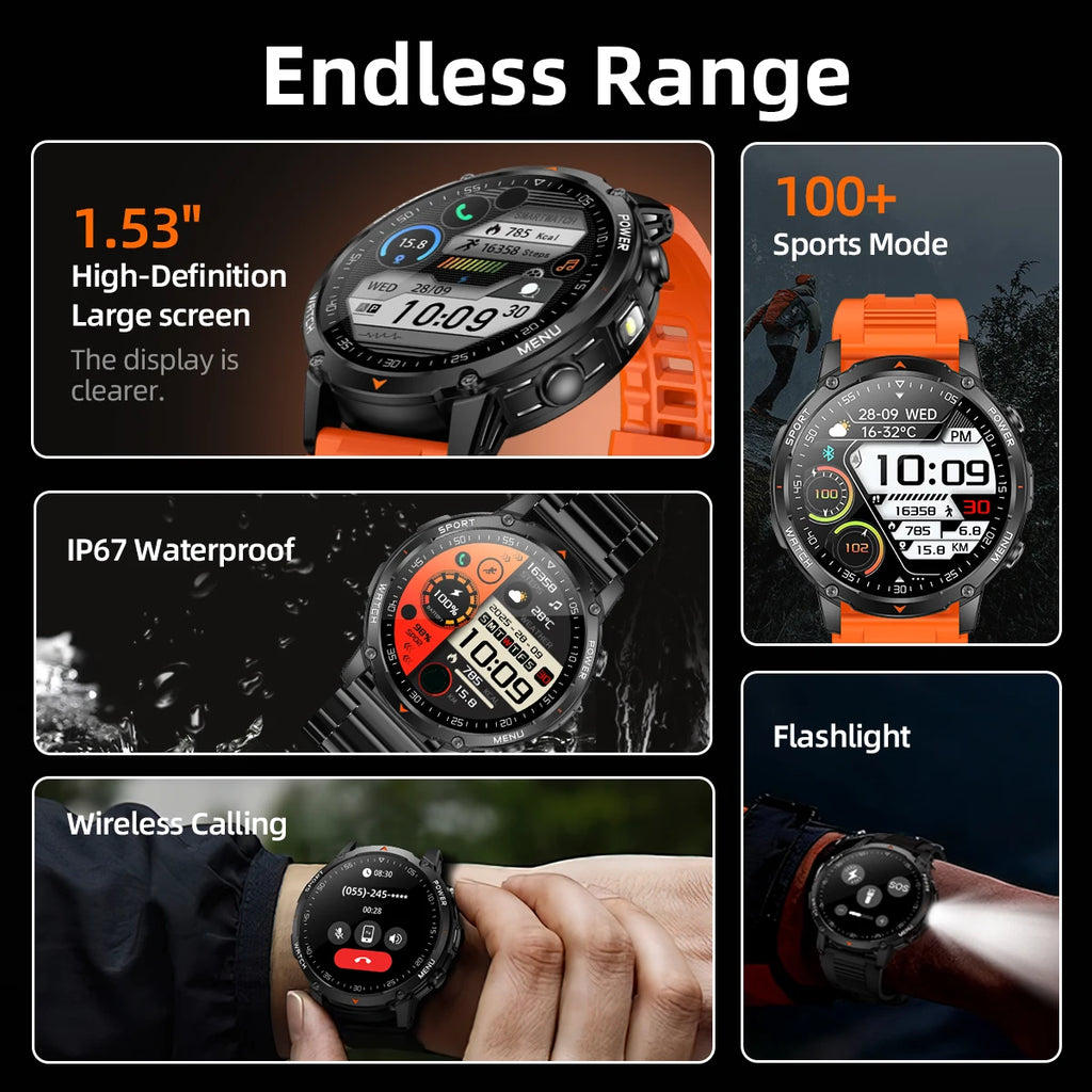 Reloj Inteligente Militar 1400mAh 10ATM Bluetooth