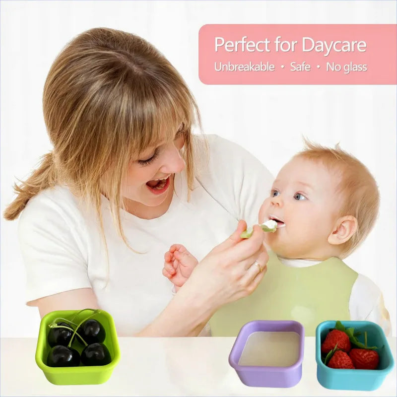 Fiambrera de silicona para niños de 100ml, tazón de comida complementaria, caja de comida complementaria para huevos al vapor, horno microondas