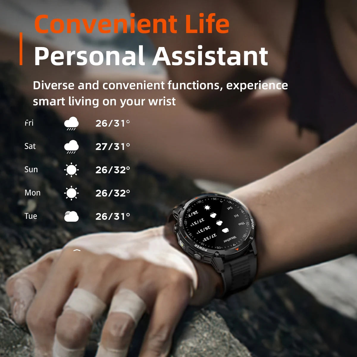 Reloj Inteligente Militar 1400mAh 10ATM Bluetooth