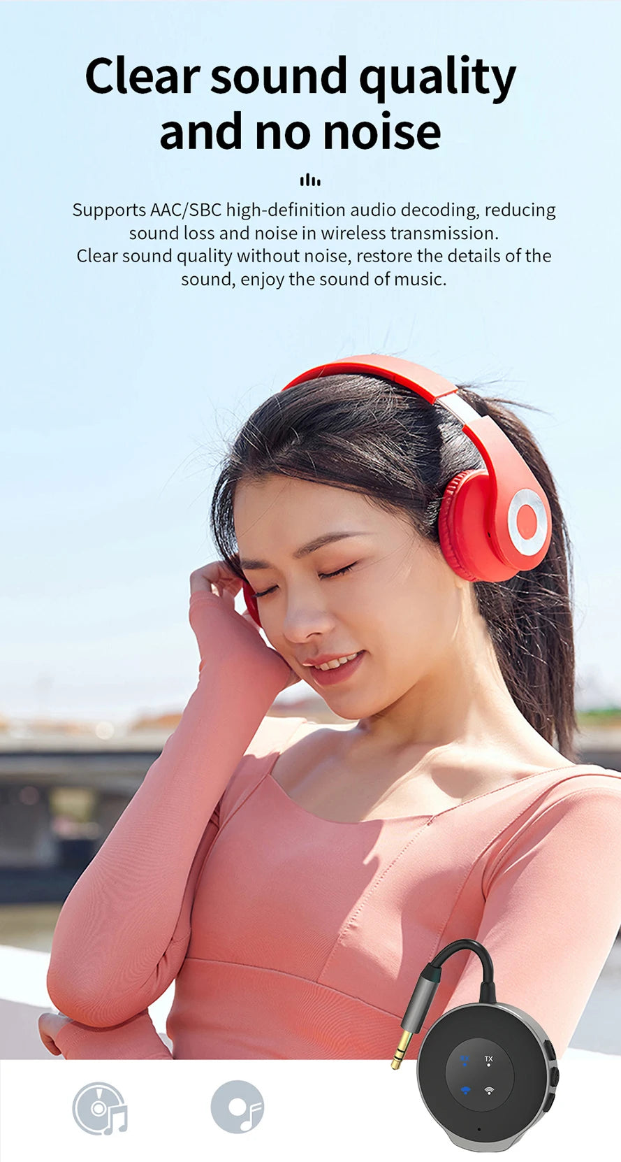 Adaptador Bluetooth Inalámbrico para Auriculares y Sistemas de Audio
