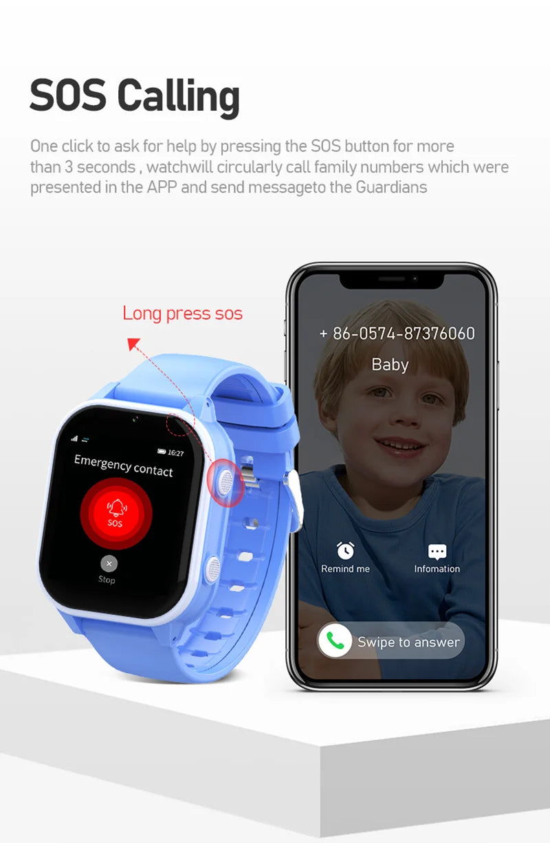 Reloj Inteligente 4G para Niños con GPS, WiFi, SOS, Whatsapp KT19Pro MAX Android 8.1 con Videollamada, Cámara y Monitor