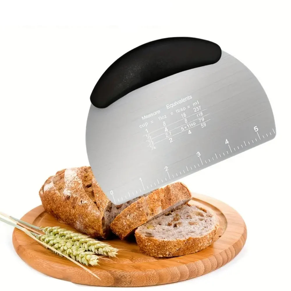 Cortador de masa de acero inoxidable, raspador de masa de acero inoxidable, cortador de masa multifuncional, herramienta para hornear para medir y c