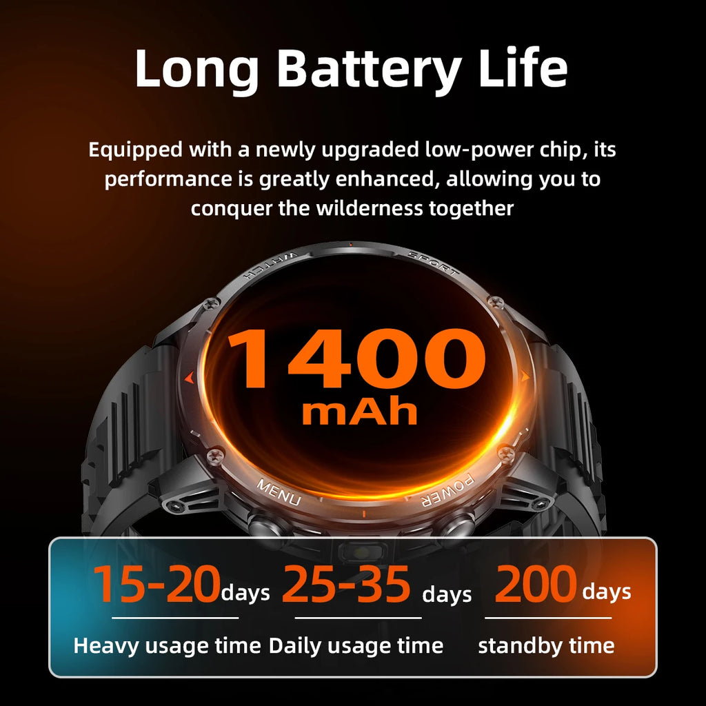 Reloj Inteligente Militar 1400mAh 10ATM Bluetooth