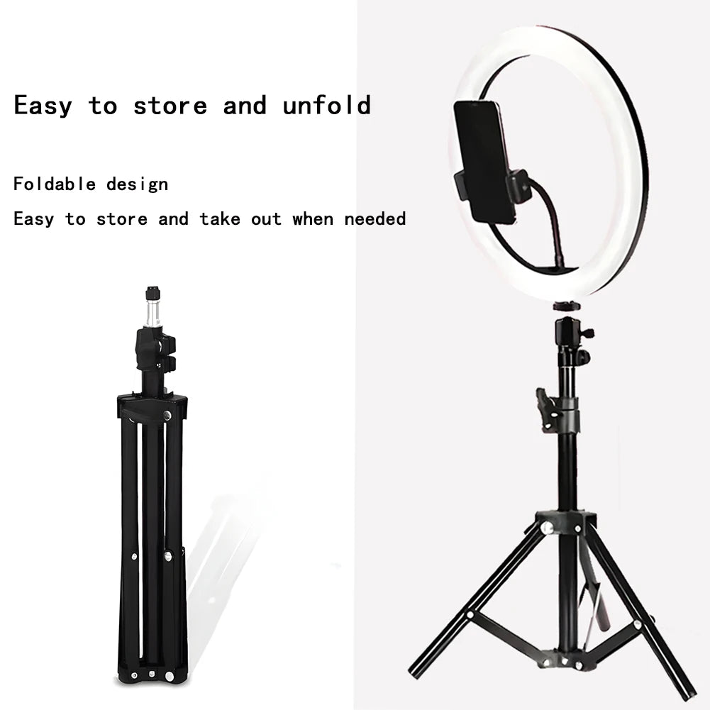 Lámpara de Belleza MYOBO de 10 Pulgadas y Kit de Trípode Plegable de 55 cm, Anillo de Luz LED Regulable para Fotografía/Vlogging/Transmisión en Vivo/Maquillaje/YouTube