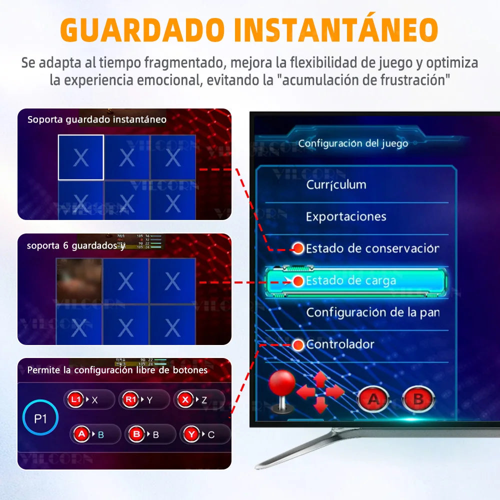 VILCORN M8 consola juegos retro para tv 4k 6000+ juegos español consolas de videojuegos videoconsola emulador videojuegos