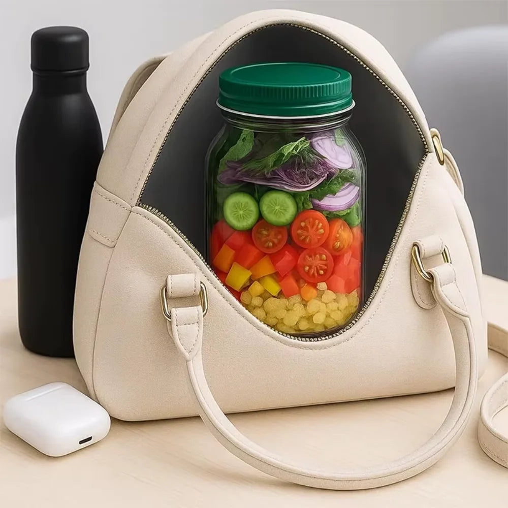 1 recipiente con apertura lateral para preparar y almacenar ensaladas, práctico contenedor para el almuerzo con caja para condimentos, adecuado para la oficina y viajes.