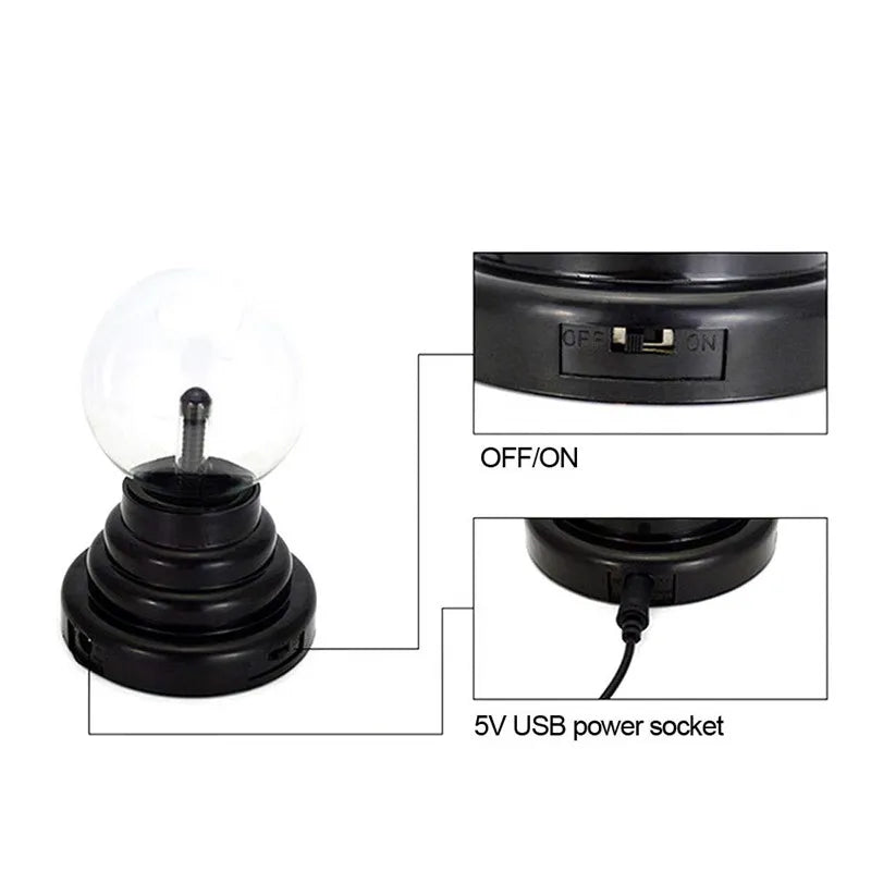 Lámpara bola de plasma táctil LED decorativa para dormitorio y fiestas