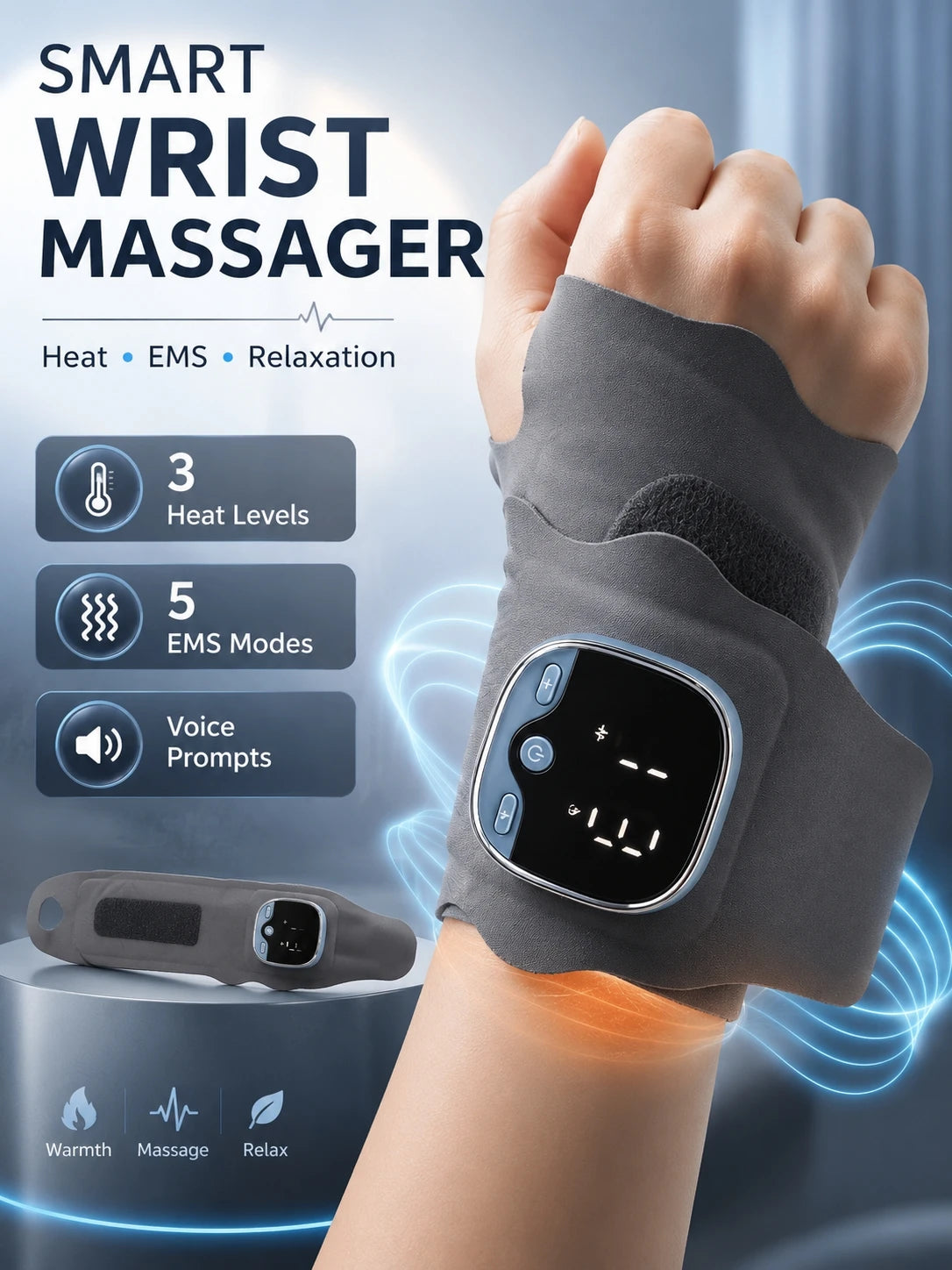Masajeador de Muñeca EMS con Calor y Calentador de Manos