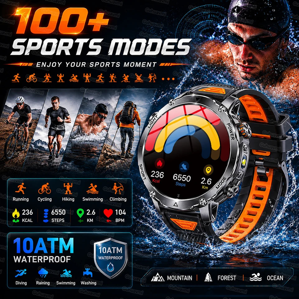 Reloj Inteligente Militar GPS Linterna SOS