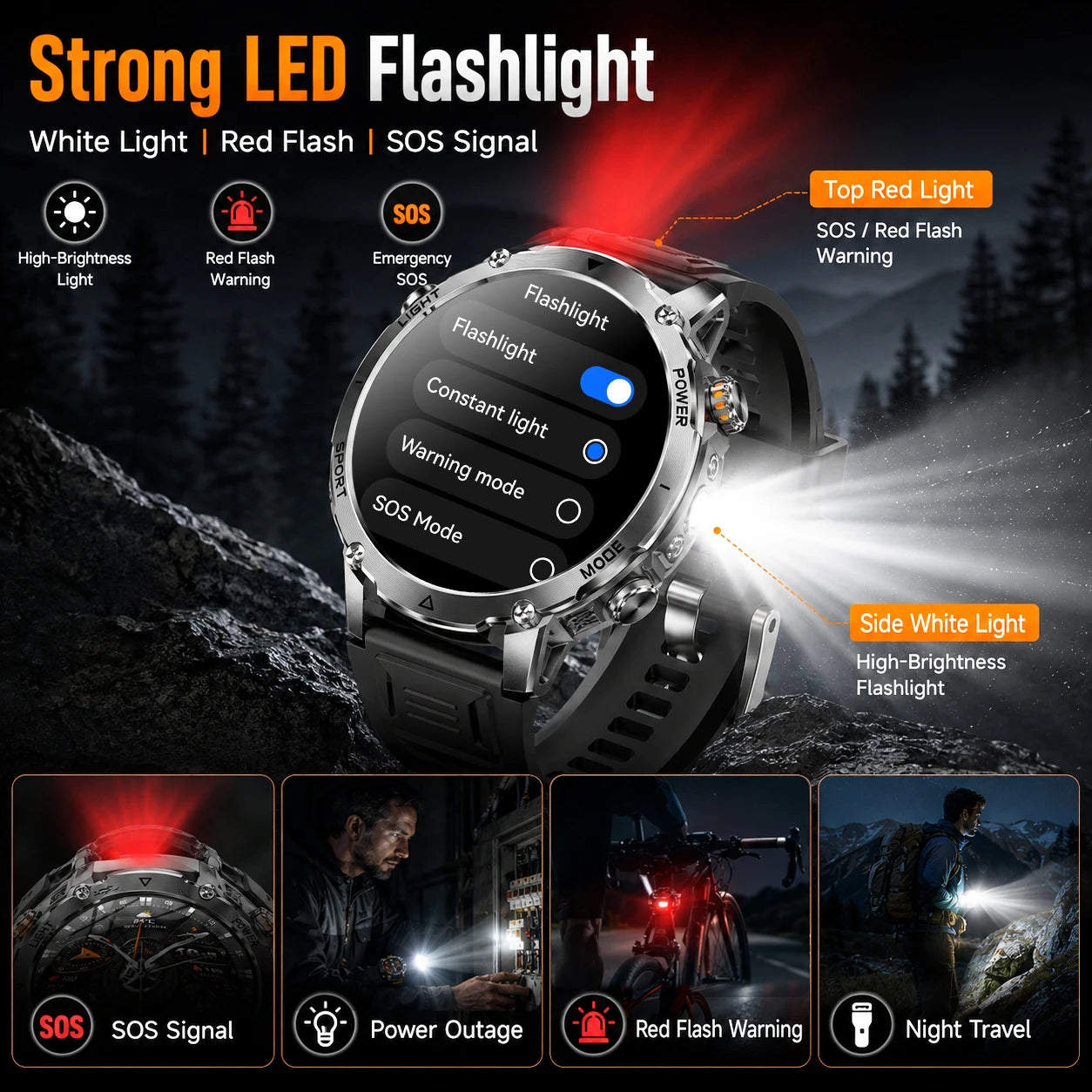 Relojes Inteligentes GPS 1400mAh AMOLED Linterna