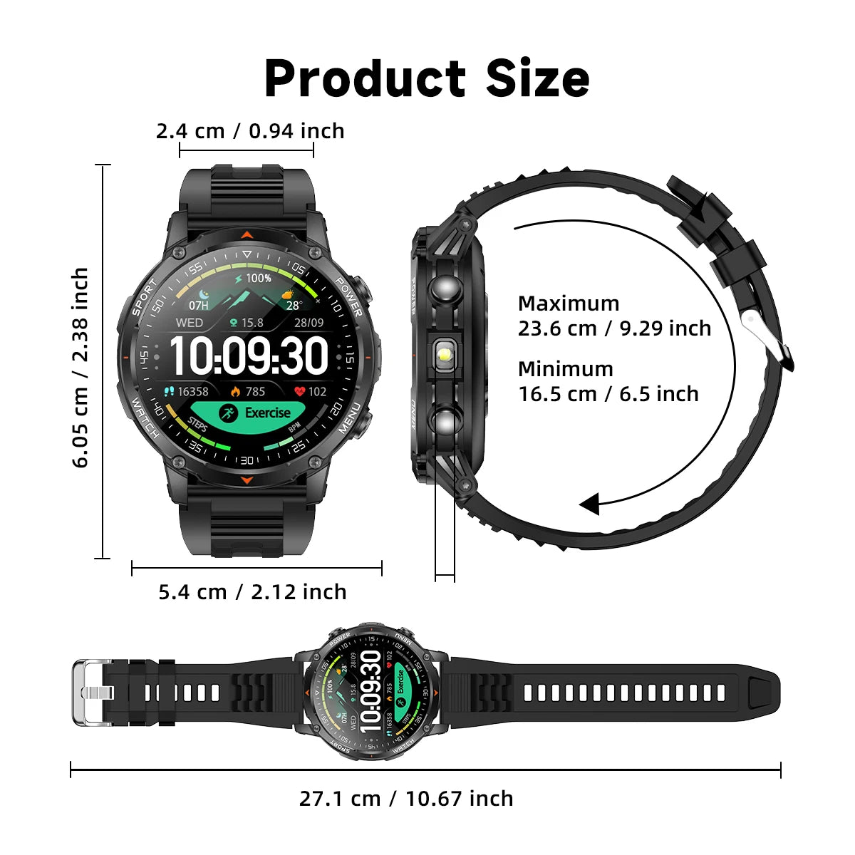 Reloj Inteligente Militar 1400mAh 10ATM Bluetooth