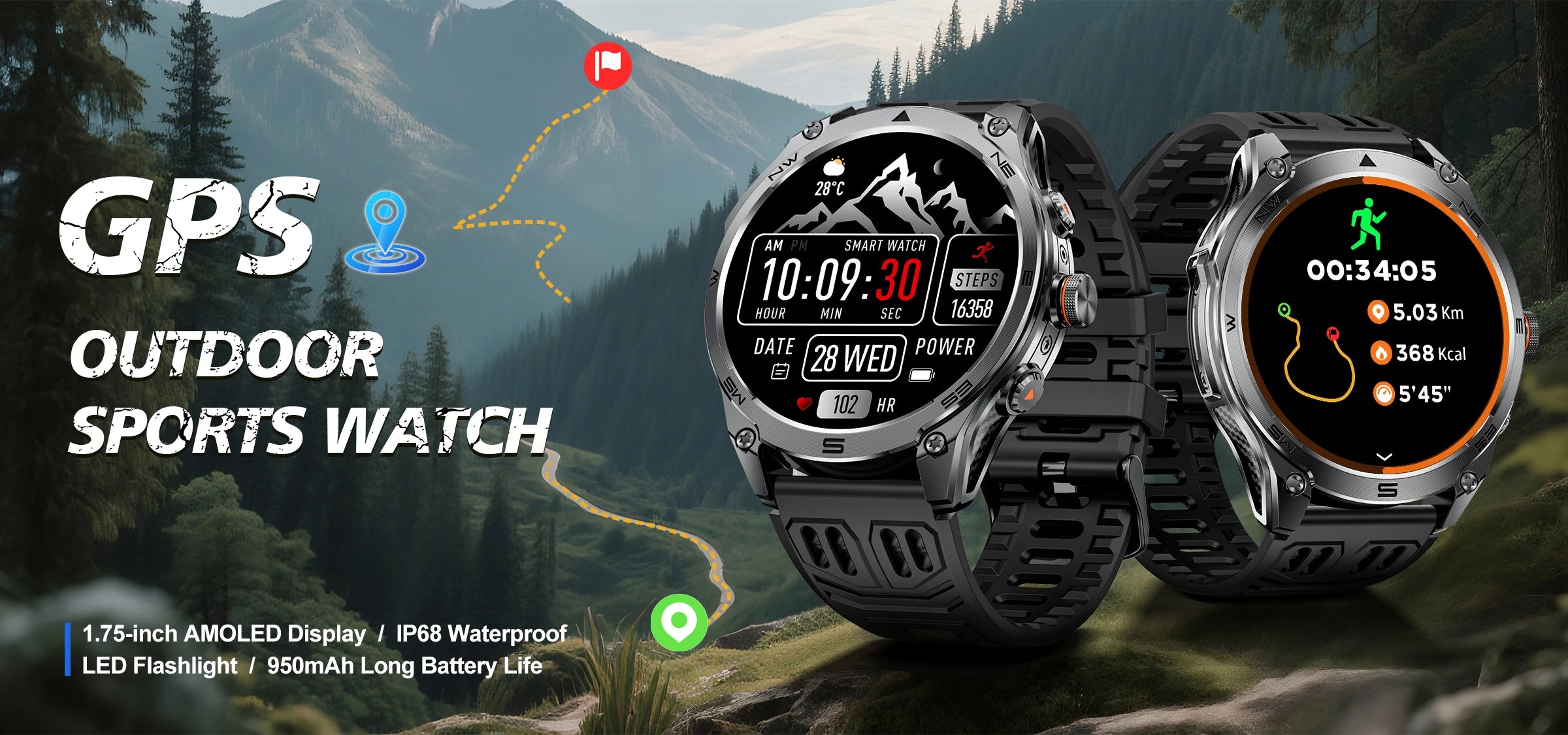 Reloj Inteligente GPS Militar 170+ Deportes