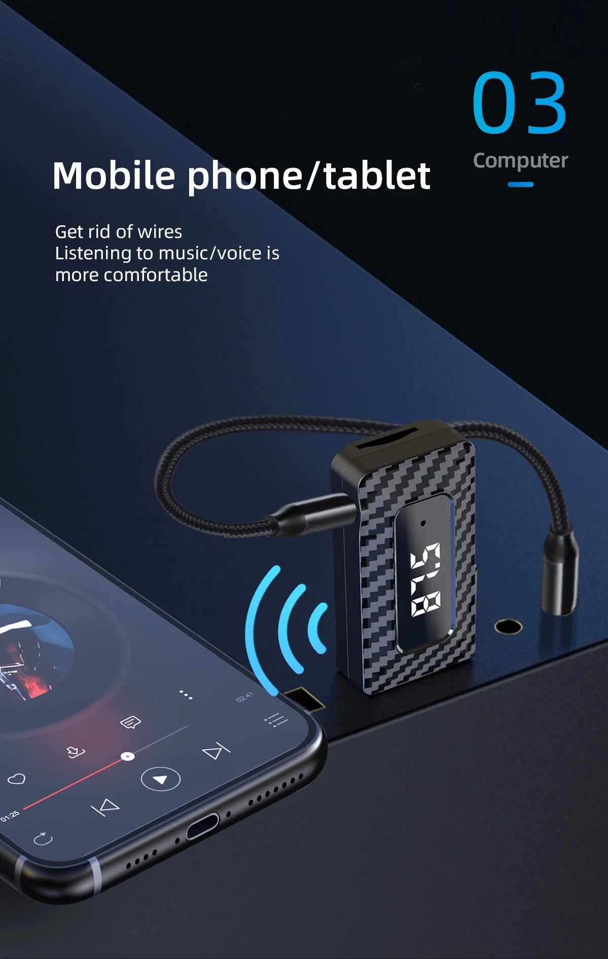 Receptor Bluetooth para Auto con Lector TF y Manos Libres