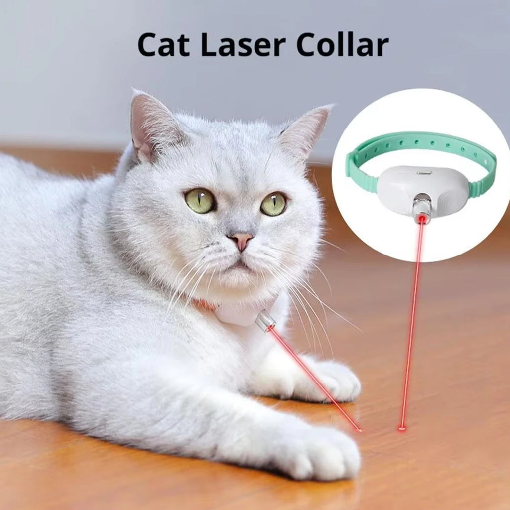 Collar Láser Recargable para Gatos, Juguete Interactivo Automático con Infrarrojos para Gatitos, para Aliviar la Ansiedad, Artículos para Mascotas