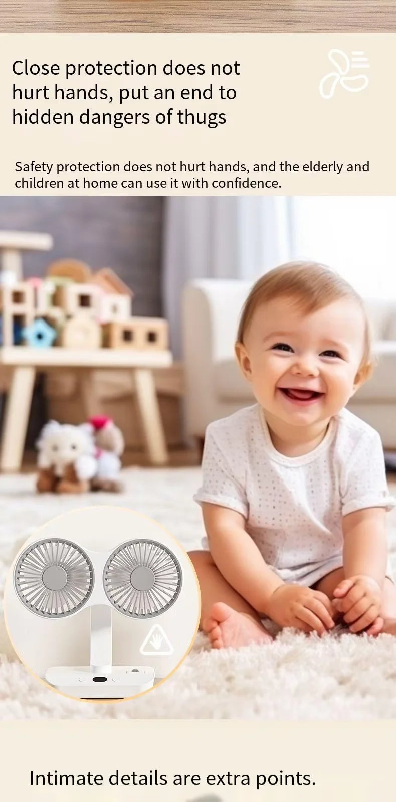 Ventilador de escritorio de doble cabezal, ventilador de 4 engranajes, refrigeración rápida por viento, pantalla Digital, gran capacidad de 2024 mAh, para el hogar, novedad de 12000