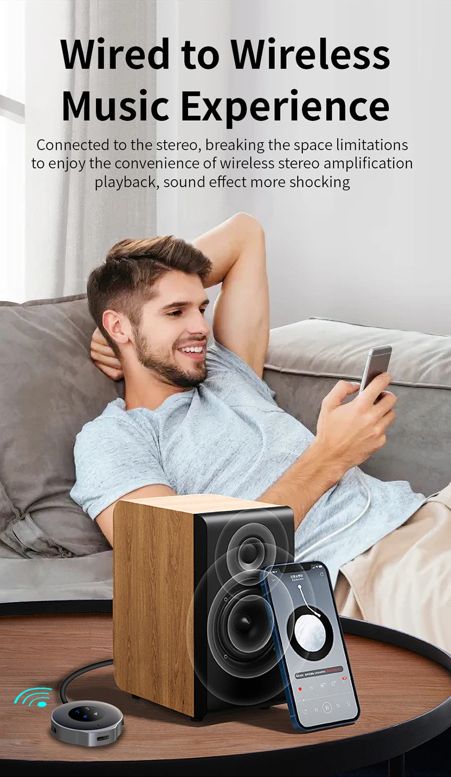 Adaptador Bluetooth Inalámbrico para Auriculares y Sistemas de Audio