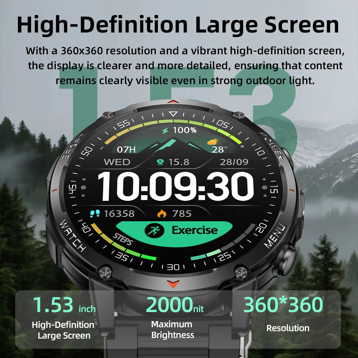 Reloj Inteligente Militar 1400mAh 10ATM Bluetooth