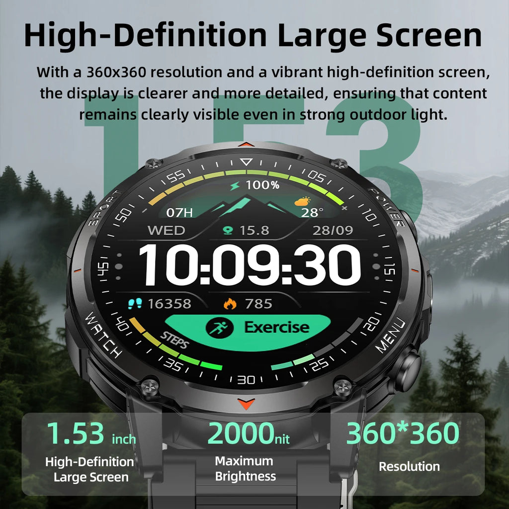 Reloj Inteligente Militar 1400mAh 10ATM Bluetooth