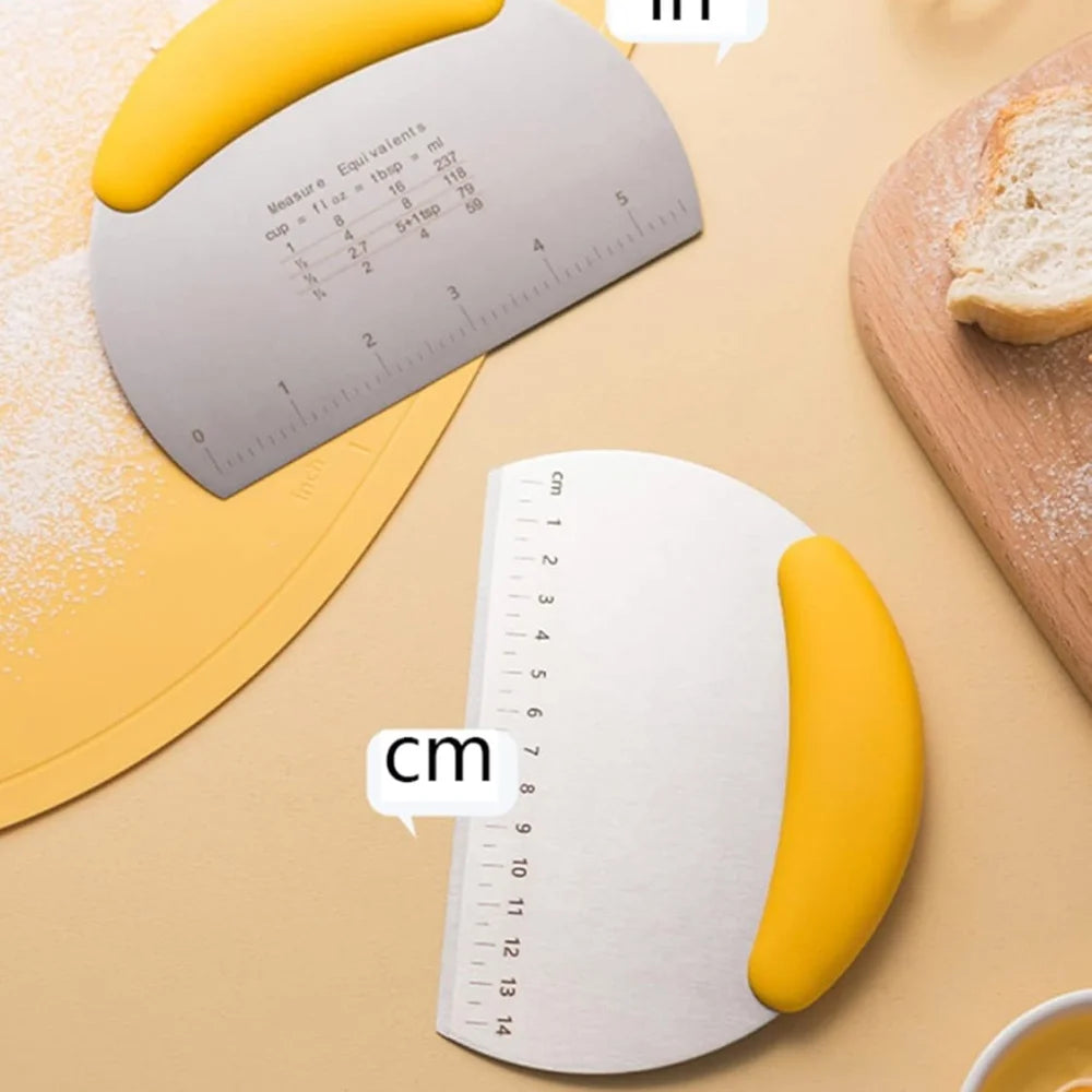 Cortador de masa de acero inoxidable, raspador de masa de acero inoxidable, cortador de masa multifuncional, herramienta para hornear para medir y c