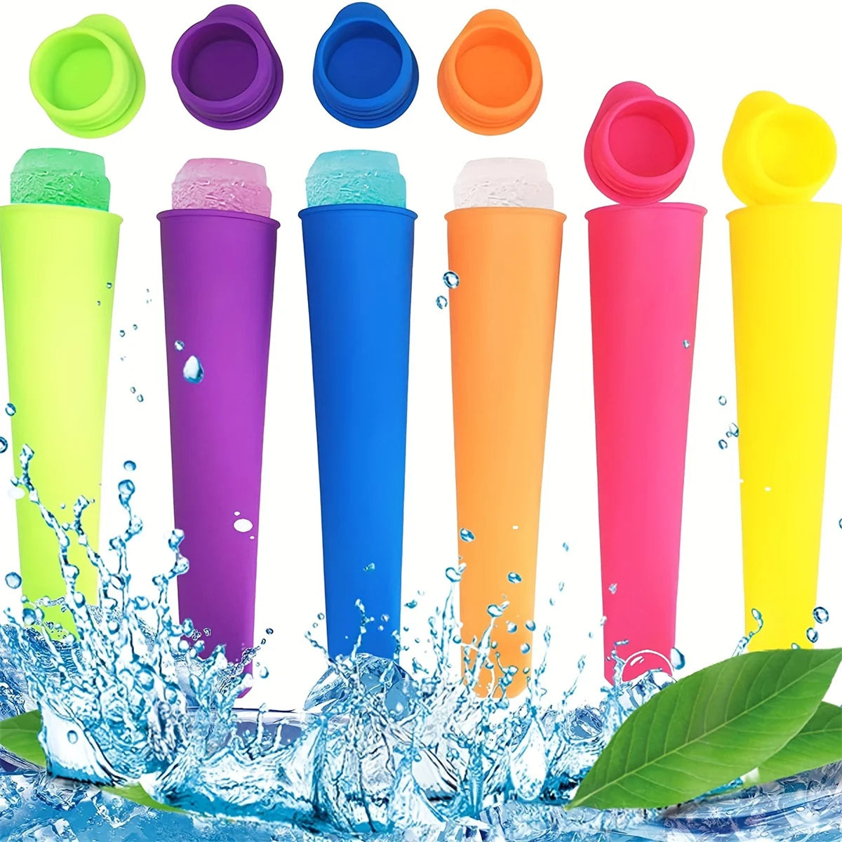 6 unids/lote, molde para helado de verano, paleta reutilizable, molde Pop de silicona de calidad alimentaria, molde para cubitos de hielo, utensilios de cocina
