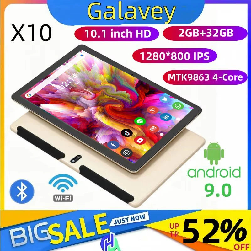 Tablet PC Android 9.0 de 10.1 Pulgadas en Oferta, CPU MTK9863 de Cuatro Núcleos, 2GB/3GB de RAM, 32GB de ROM, Cámara Dual, Pantalla IPS de 1280*800, Tipo-C, 5000mAh