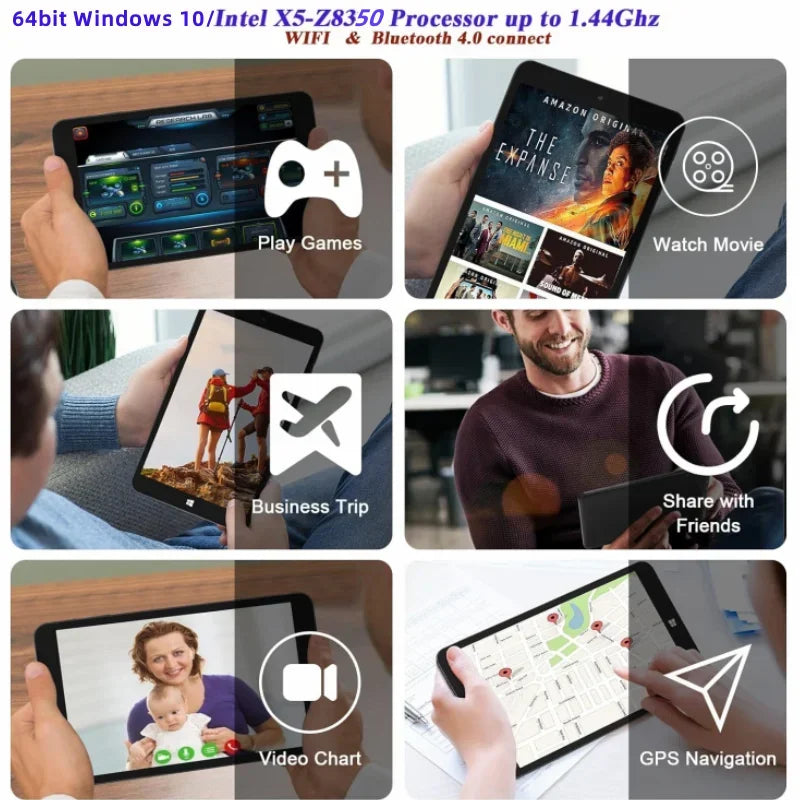Gran oferta 4GB/8GB RAM 64GB/128GB ROM 8 pulgadas 64bit Windows 10 tabletas PC X5-Z8350 1,44 GHz Quad-Core Mini tableta cámara Dual