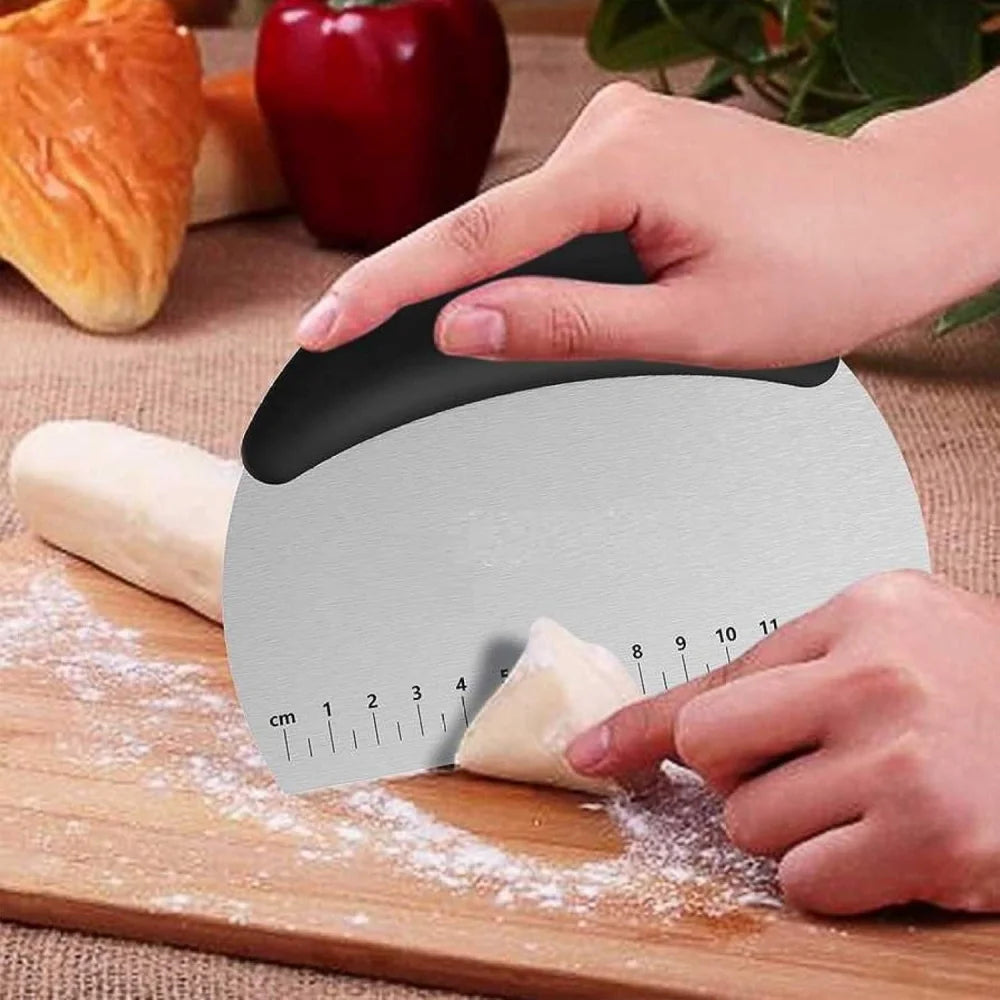 Cortador de masa de acero inoxidable, raspador de masa de acero inoxidable, cortador de masa multifuncional, herramienta para hornear para medir y c