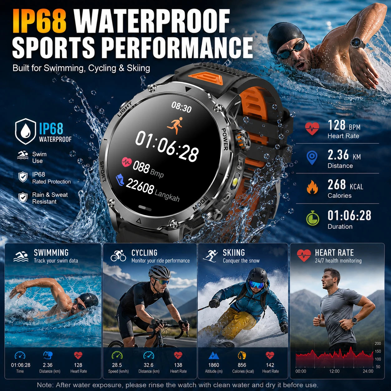 Relojes Inteligentes GPS 1400mAh AMOLED Linterna