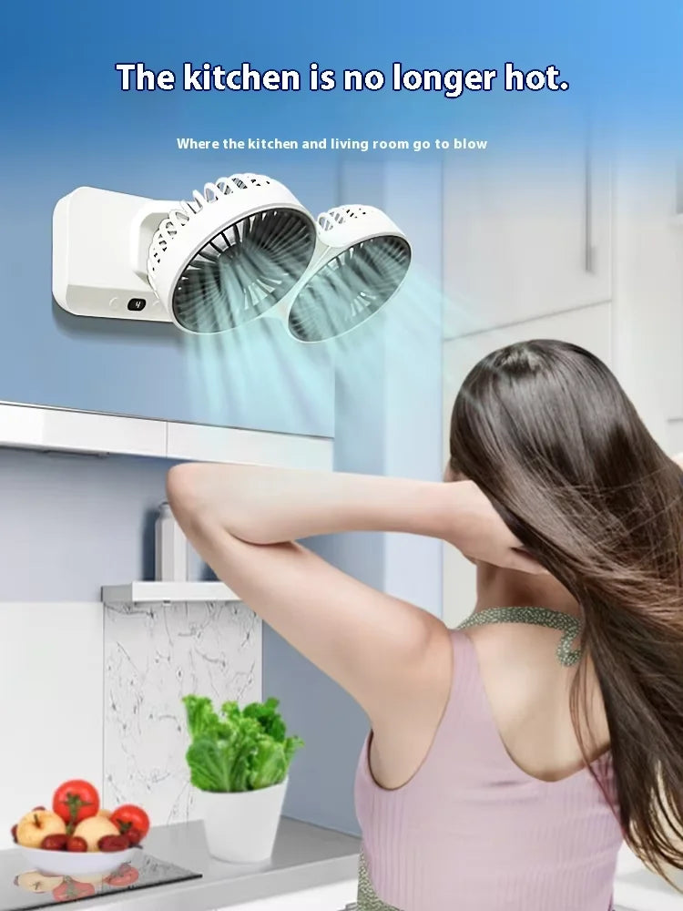 Ventilador de escritorio de doble cabezal, ventilador de 4 engranajes, refrigeración rápida por viento, pantalla Digital, gran capacidad de 2024 mAh, para el hogar, novedad de 12000
