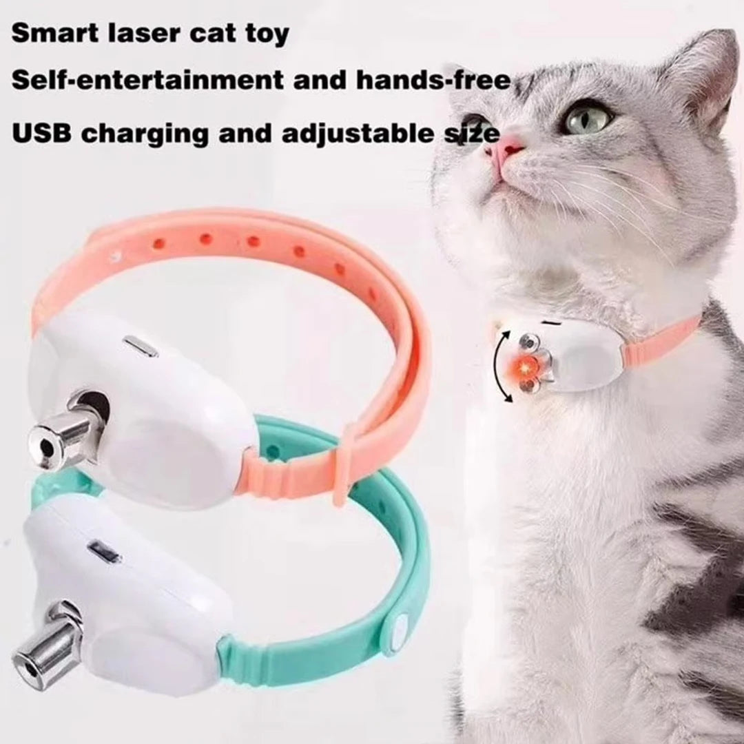 Collar Láser Recargable para Gatos, Juguete Interactivo Automático con Infrarrojos para Gatitos, para Aliviar la Ansiedad, Artículos para Mascotas