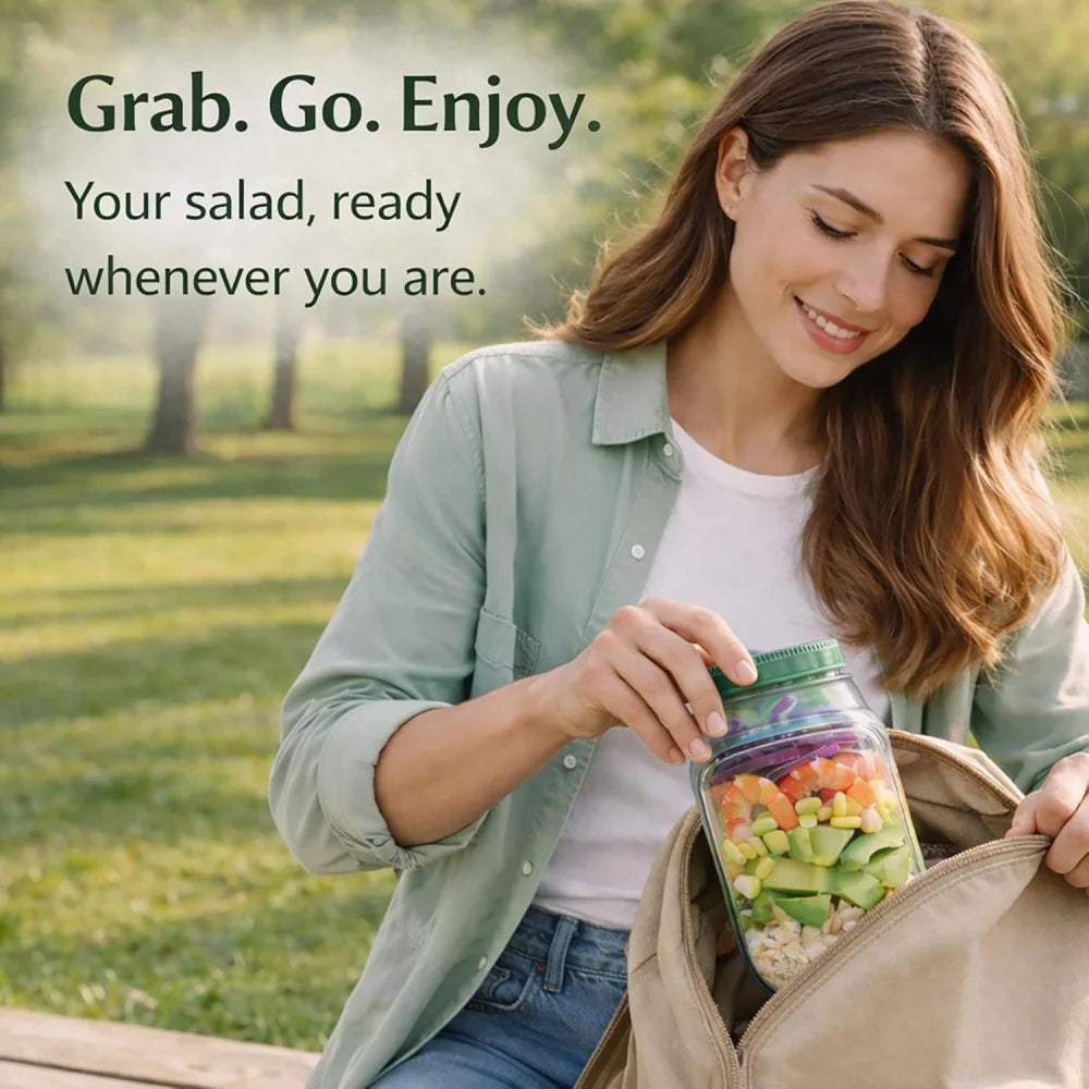 1 recipiente con apertura lateral para preparar y almacenar ensaladas, práctico contenedor para el almuerzo con caja para condimentos, adecuado para la oficina y viajes.