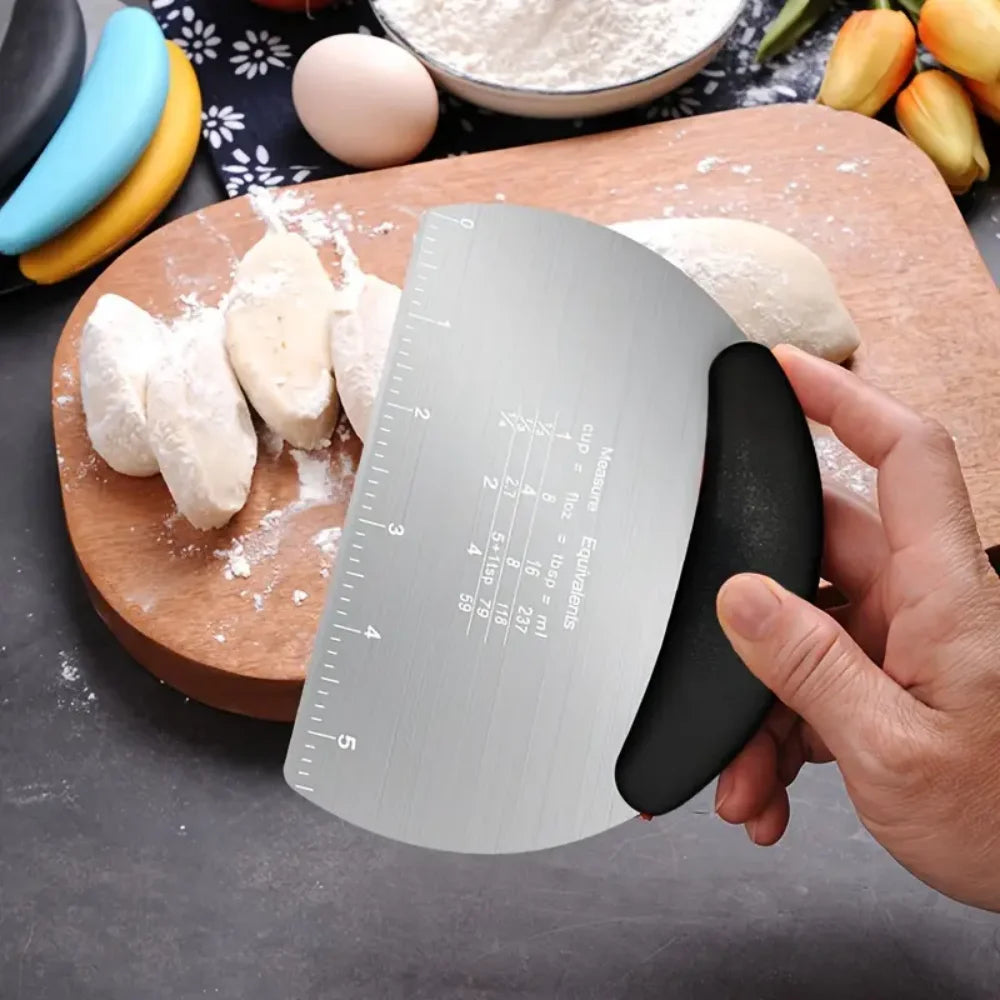 Cortador de masa de acero inoxidable, raspador de masa de acero inoxidable, cortador de masa multifuncional, herramienta para hornear para medir y c