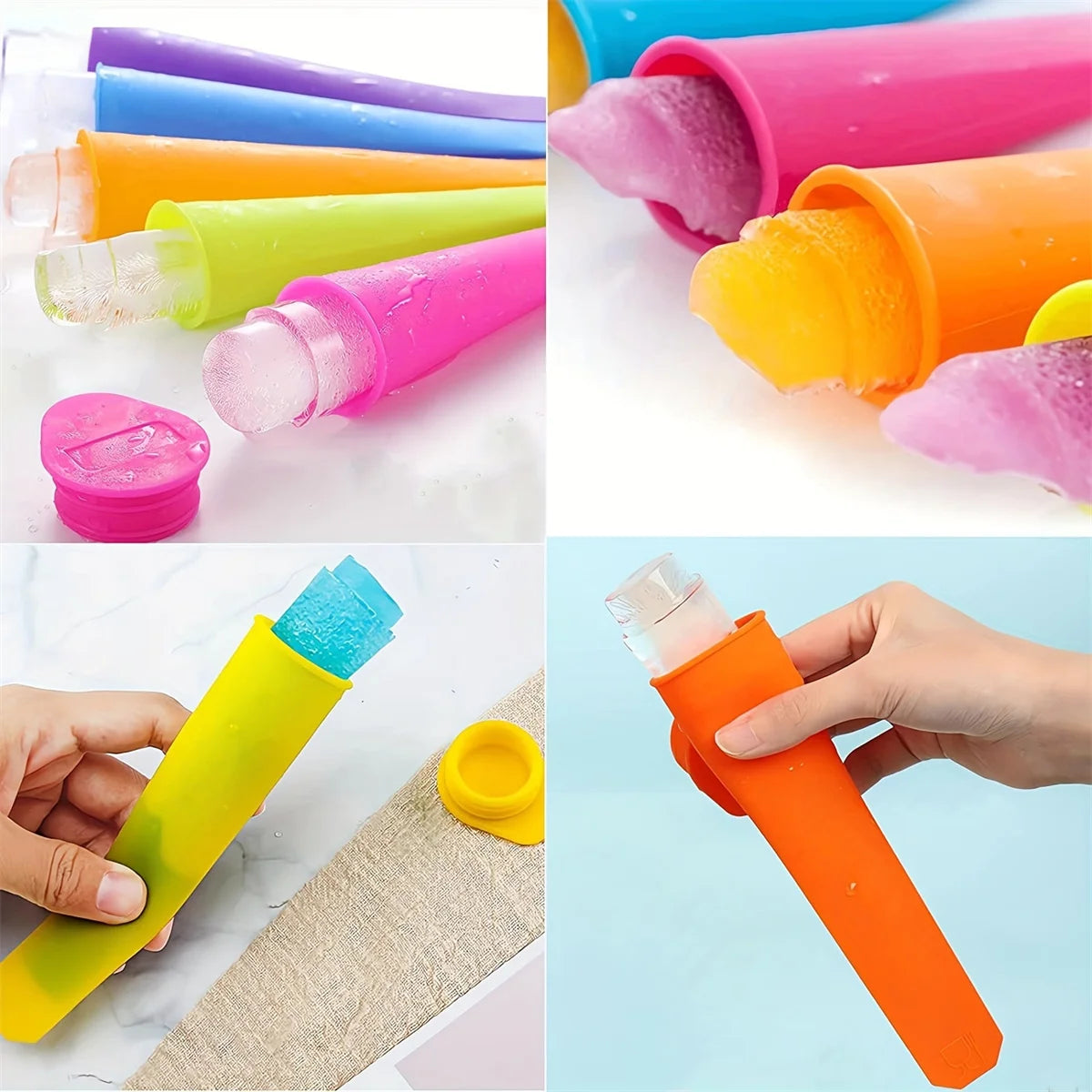 6 unids/lote, molde para helado de verano, paleta reutilizable, molde Pop de silicona de calidad alimentaria, molde para cubitos de hielo, utensilios de cocina