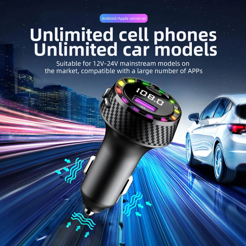 Transmisor FM PD30W para Auto con Carga Rápida y Bluetooth 5.3
