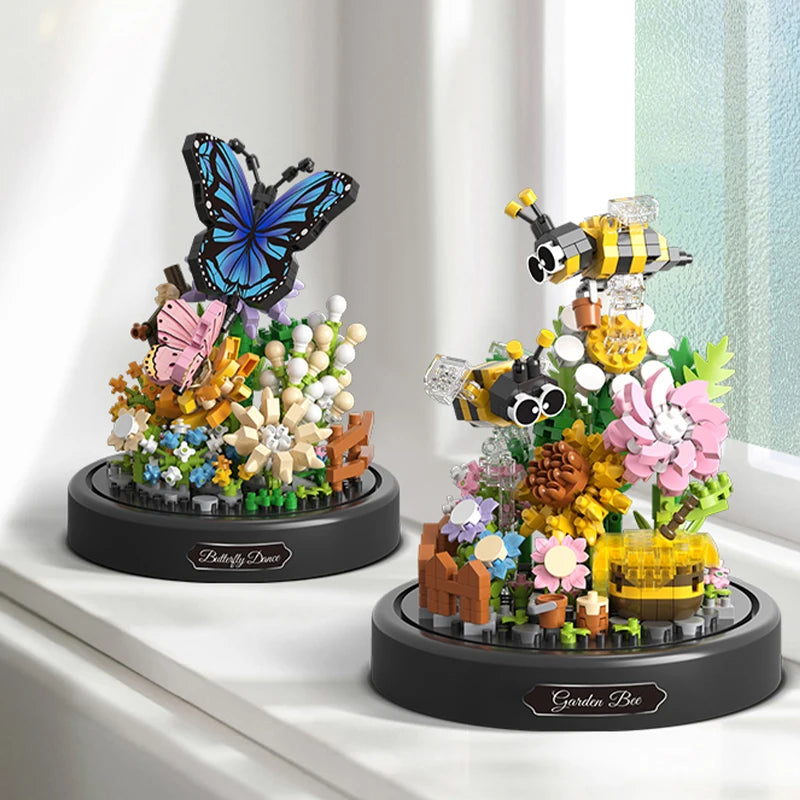 Set de Bloques de Construcción Flores Mariposas y Abejas