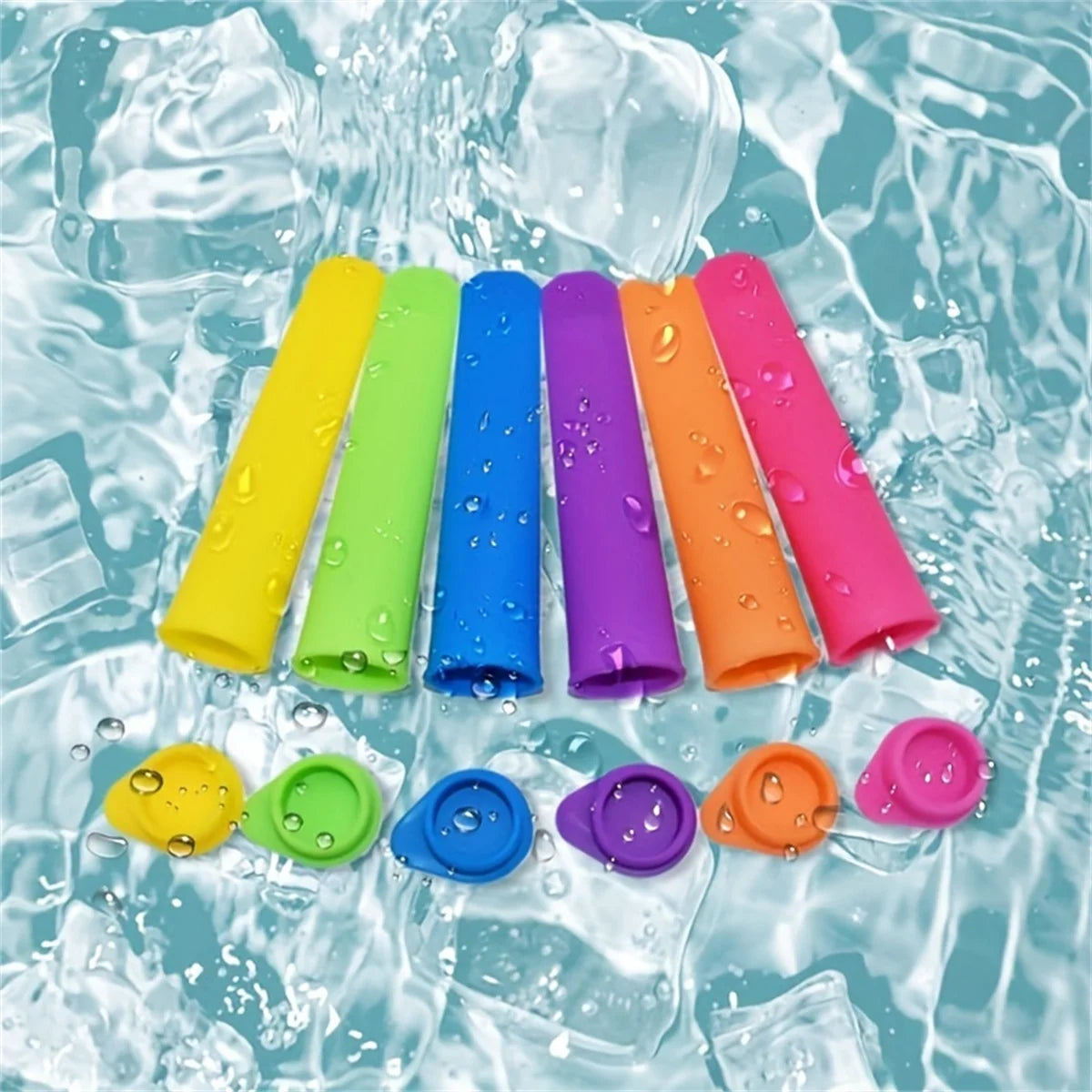 6 unids/lote, molde para helado de verano, paleta reutilizable, molde Pop de silicona de calidad alimentaria, molde para cubitos de hielo, utensilios de cocina