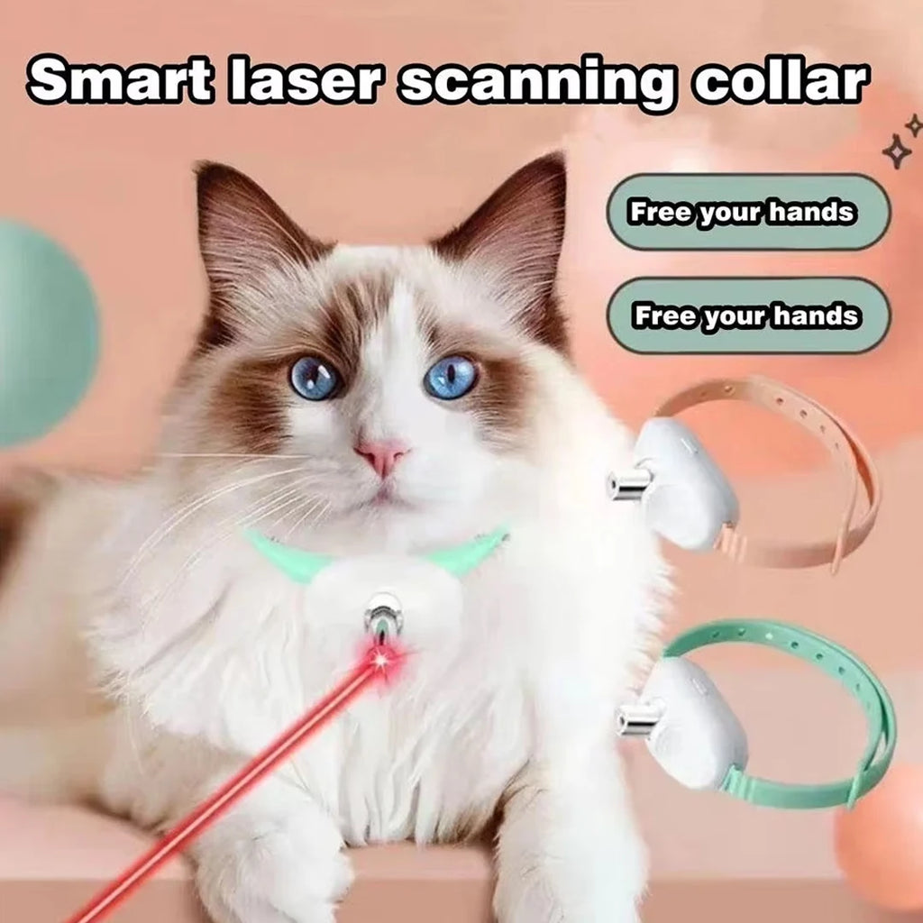 Collar Láser Recargable para Gatos, Juguete Interactivo Automático con Infrarrojos para Gatitos, para Aliviar la Ansiedad, Artículos para Mascotas
