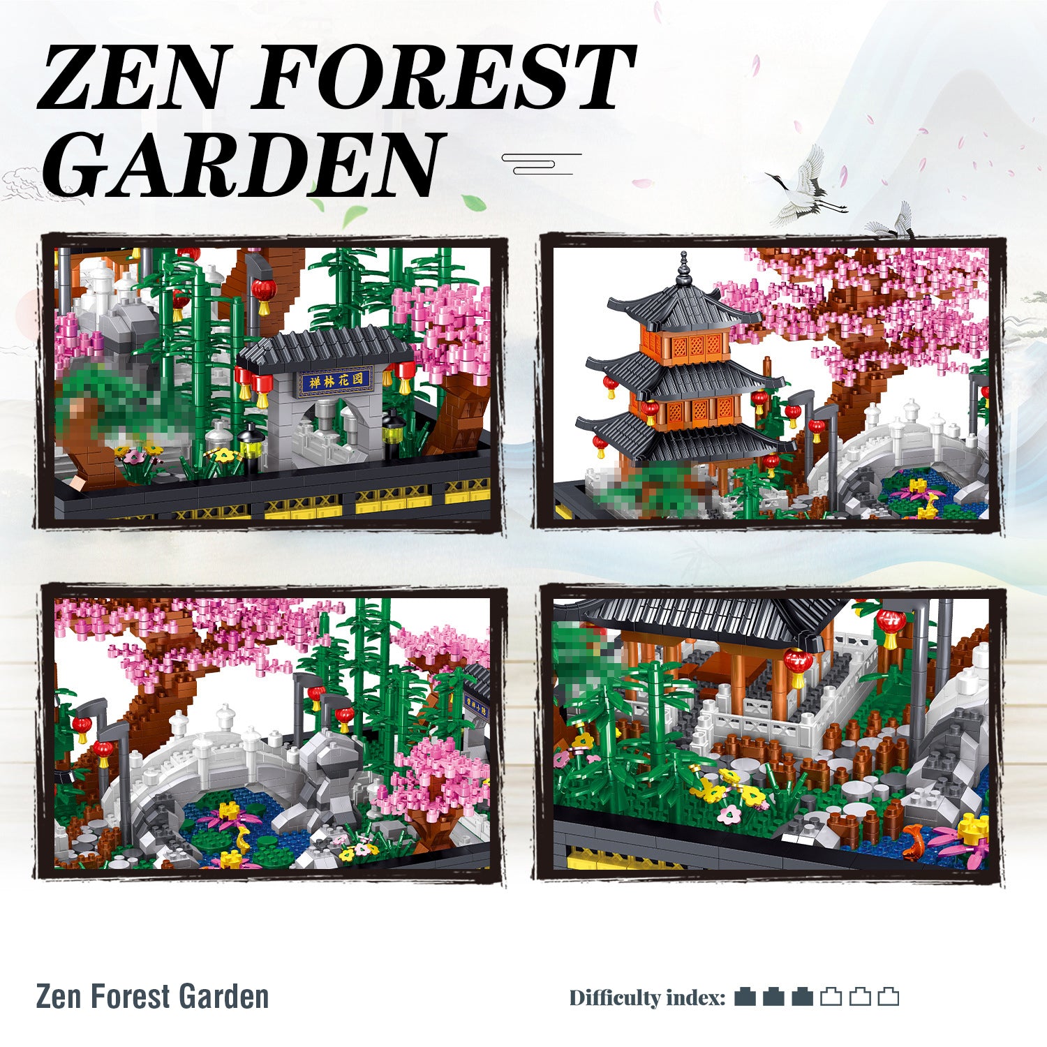Set de Bloques de Construcción Jardín Zen 2805 Piezas DIY