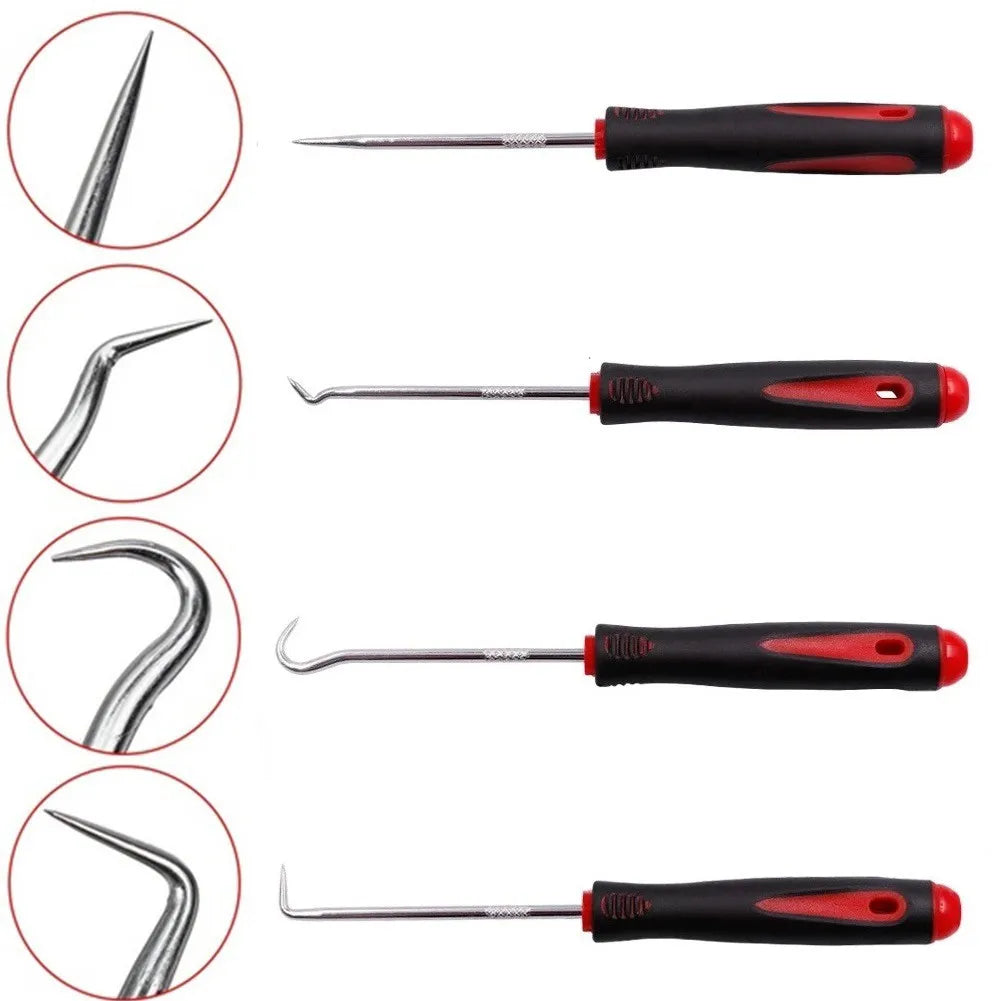 Juego de ganchillos y juntas extractoras, herramientas mecánicas de mano para quitar el sello de aceite automático del coche, removedor de juntas tóricas, artesanía, 4 piezas