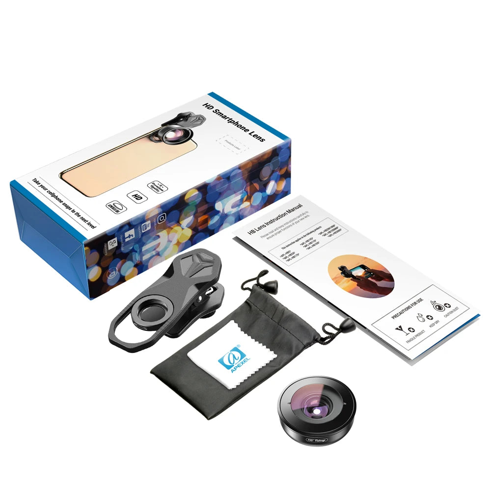 Lente Teleobjetivo APEXEL 2X HD con Filtros CPL y Estrella para iPhone Xiaomi