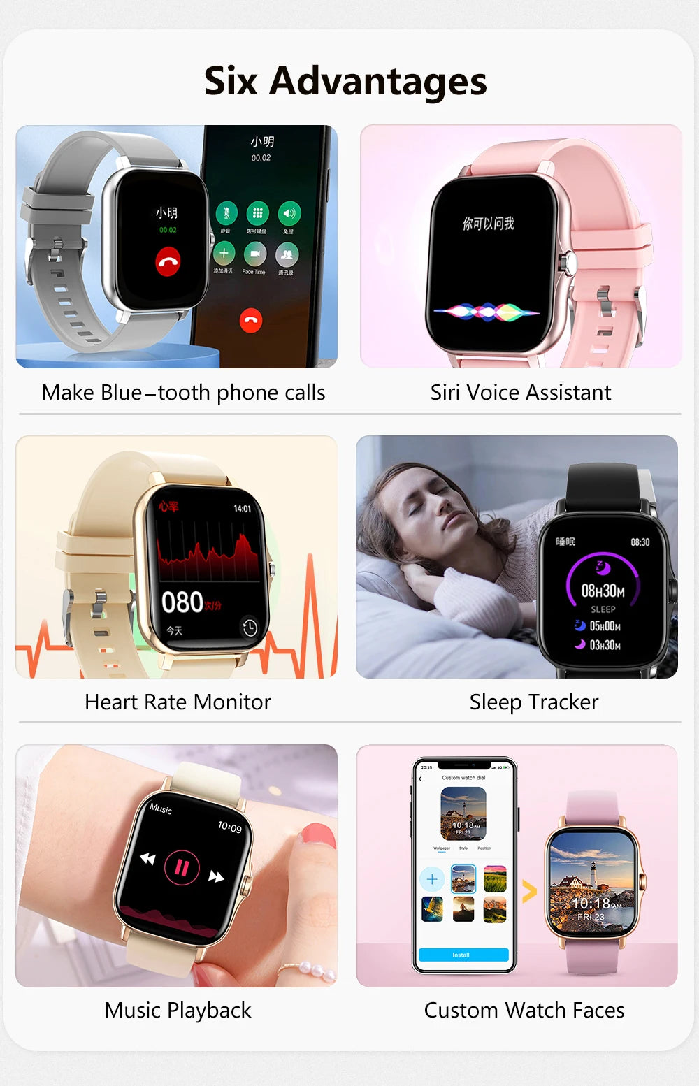 Reloj Inteligente Multifuncional con Bluetooth, Música, Fitness y Monitor de Sueño