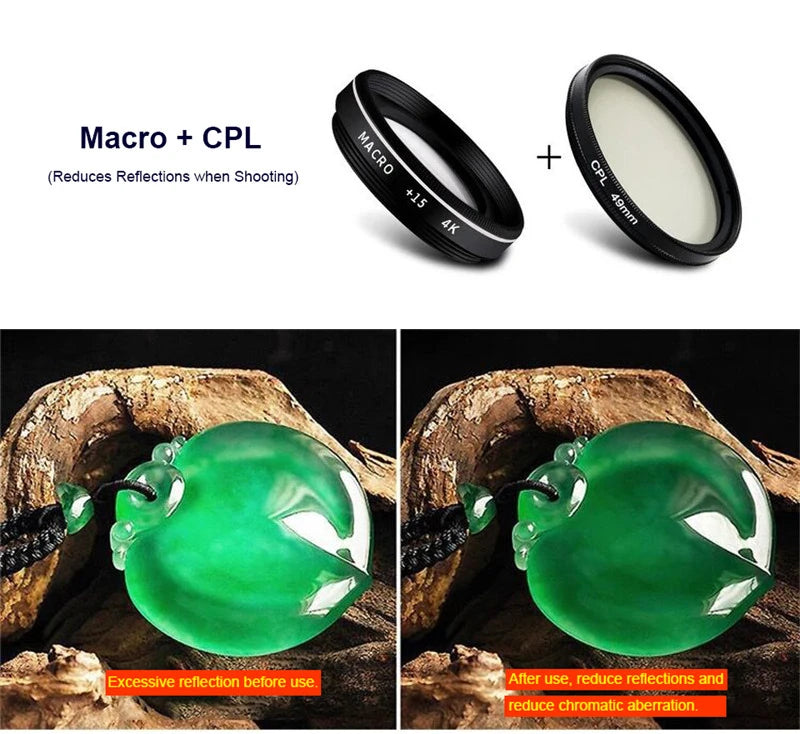 Kit de Lentes Macro 15X y 30X 4K HD para Smartphone