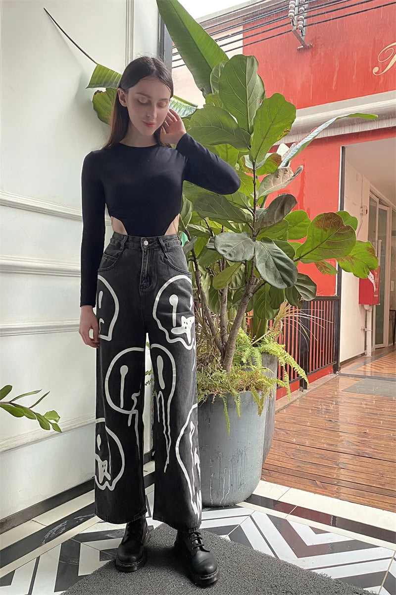 Pantalones Vaqueros Holgados de Pierna Ancha para Mujer, Hip-Hop Informales