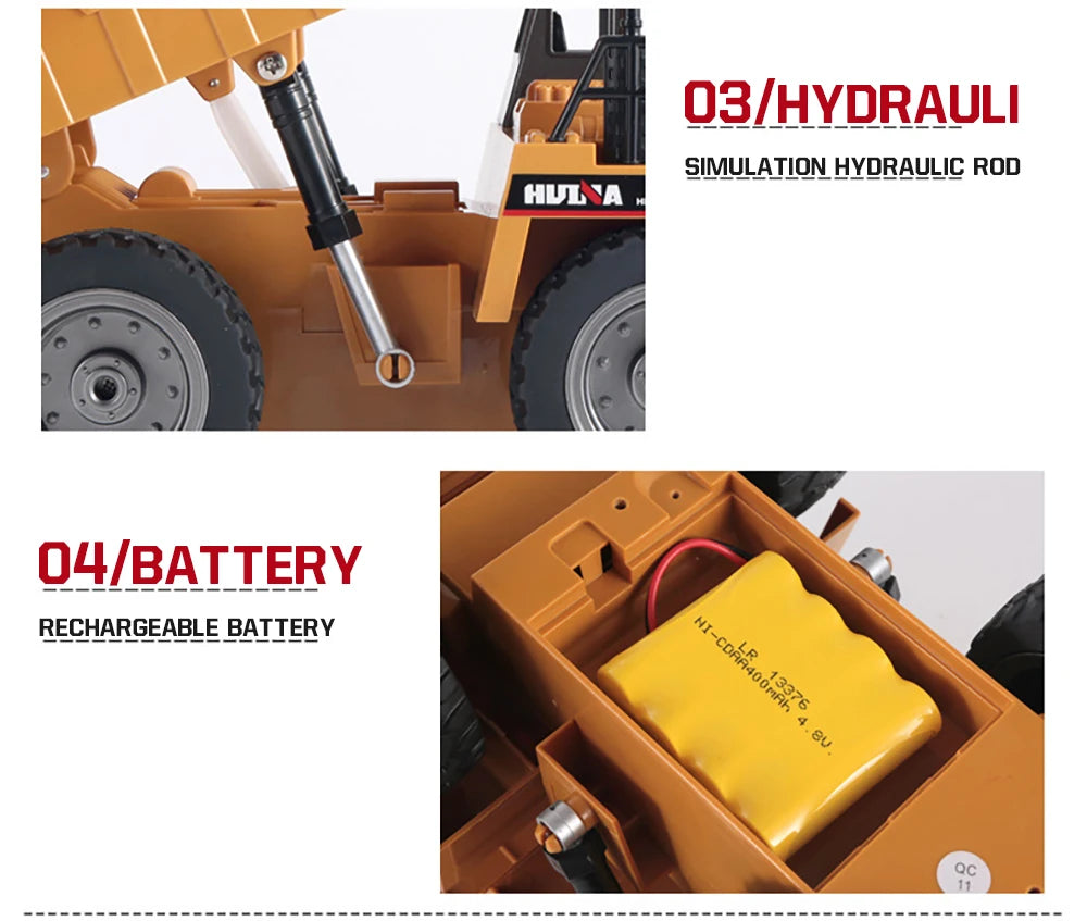 Camión Volquete RC 1:18 Control Remoto 6CH 2.4G Juguete Niños